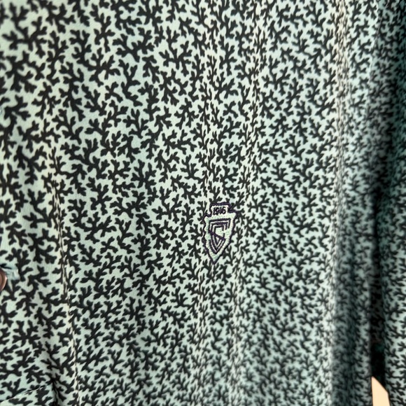 Grayson Golf Performance Polo Stretch Size Medium Green Blue Performance AOP - Picture 4 of 6